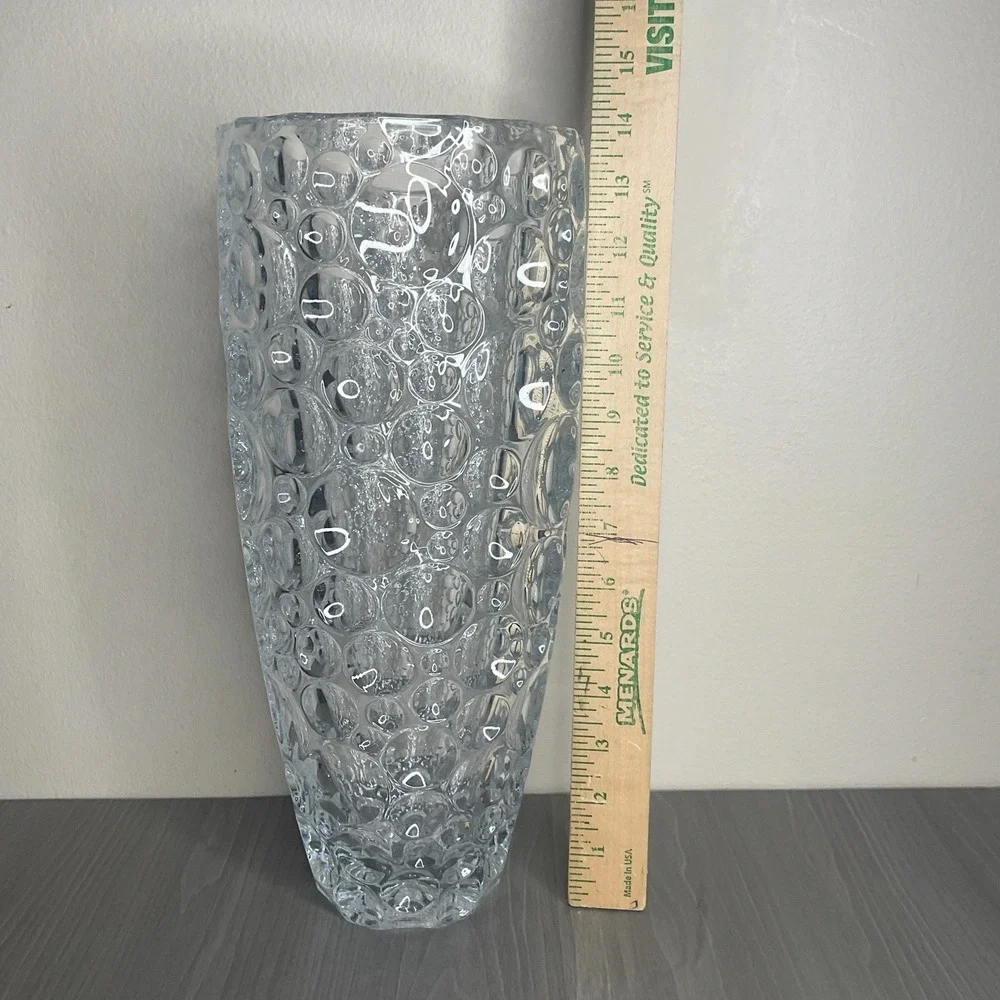 Czech Lead Crystal Vase Tall, Button, Coin Dot Heavy Vase‎ Of A Thousand Bubbles